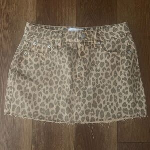 Victoria's Secret PINK Denim Mid-Rise Jean Tan Leopard Mini Skirt